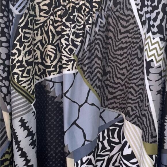 Maxi Kaftan Long Dress Geometric Pattern Silk Caftan One Size - Picture 4 of 7